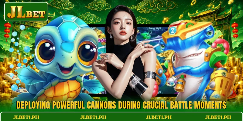 Deploying powerful cannons during crucial battle moments
