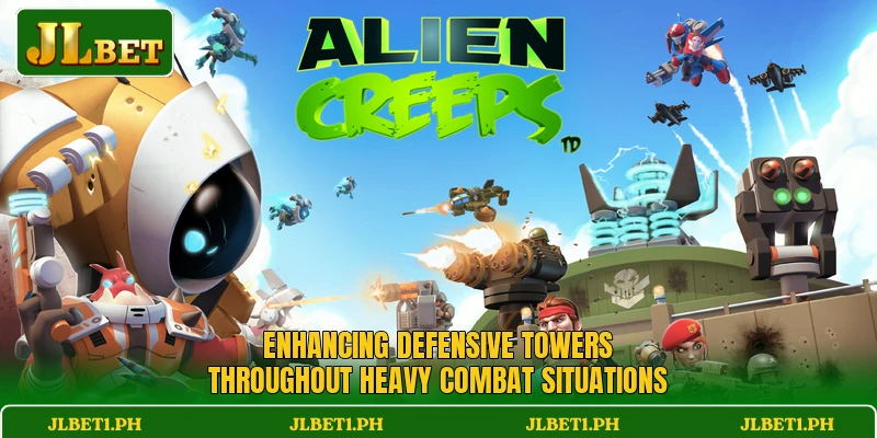 Enhancing defensive towers throughout heavy combat situations