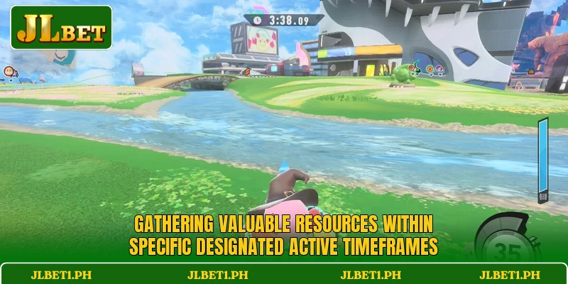 Gathering valuable resources within specific designated active timeframes