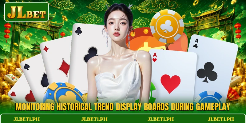 Monitoring historical trend display boards during gameplay